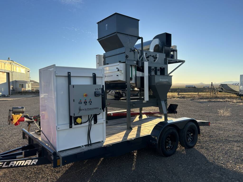 Portable Mid size grain cleaner with electrical and screen storage box